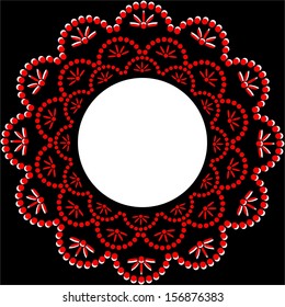 Ornamental round lace pattern/ Black Red White