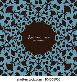 Ornamental round lace pattern, circle background with many details. Flower.