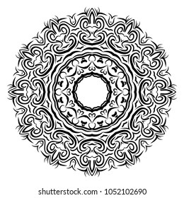 Ornamental round lace pattern, circle floral background . vector illustation. black and white