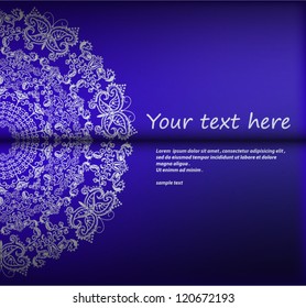 Ornamental round lace pattern, circle background with many details, looks like crocheting handmade lace on grunge background.New brushes are created.