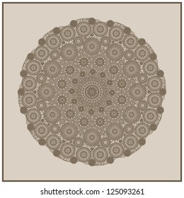 Ornamental round lace pattern, circle background with many details