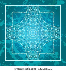 Ornamental round lace pattern, circle background, crocheting handmade lace, lacy arabesque designs. Oriental traditional ornament motif in modern realization