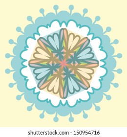 Ornamental round lace pattern, circle background with many details, looks like crocheting handmade lace on grunge background, lacy arabesque designs. Orient traditional ornament. Oriental motif.