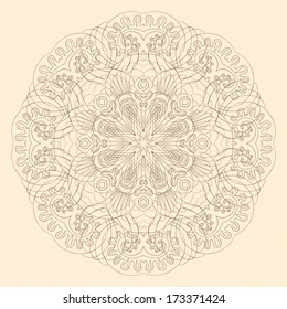 Ornamental round lace pattern, circle background. Vector illustration