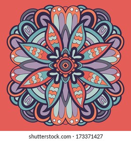 Ornamental round lace pattern, circle background, flower. Vector illustration