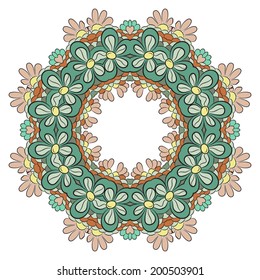 Ornamental round lace pattern, circle background. Vector Illustration