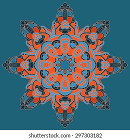 Ornamental round lace pattern, circle background with many details. Orient traditional ornament. Oriental motif
