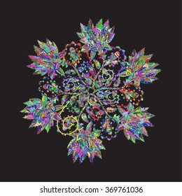 Ornamental round lace pattern, circle background with many details,handmade lace, abstract circular pattern. Vector illustration.