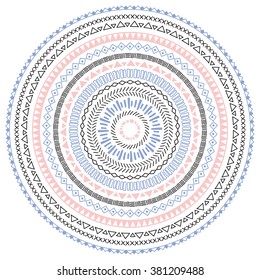 Ornamental round lace pattern, circle background with many details