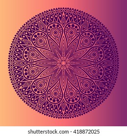 ornamental round lace pattern, circle background with many details, looks like crocheting handmade lace