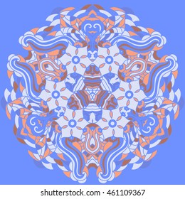 Ornamental round lace pattern, circle background with many details, looks like crocheting handmade lace, lacy arabesque designs. Orient traditional ornament. Oriental motif.