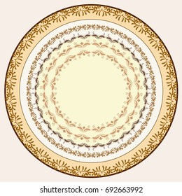 Ornamental round lace pattern, circle shape background vector illustration