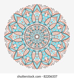 ornamental round lace pattern, circle background with many details, looks like crocheting handmade lace