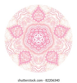 ornamental round lace pattern, circle background with many details, looks like crocheting handmade lace