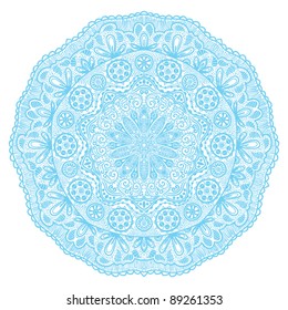 ornamental round lace pattern, circle background with many details, looks like crocheting handmade lace