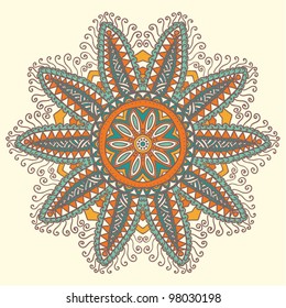 ornamental round lace pattern, circle background with many details, looks like crocheting handmade lace