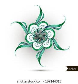 Ornamental round lace pattern. Delicate circle.Watercolor pattern