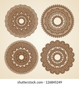 Ornamental round lace pattern with doodle elements