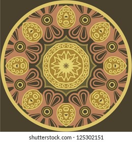 Ornamental round lace pattern for flower , circle background with many details, looks like crocheting handmade lace, abstract circular pattern of arabesques (vector illustration).