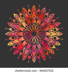 Ornamental round lace  pattern with flowers