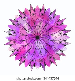 Ornamental round lace  pattern with flowers