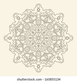 Ornamental round lace pattern, kaleidoscopic mandala.