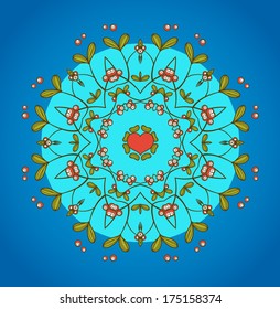 Ornamental round  lace pattern from mistletoe. Y