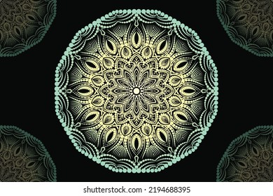 Ornamental round lace pattern on white background