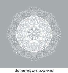 Ornamental round lace pattern on grunge background