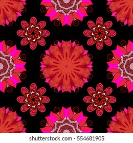 ornamental round lace pattern on black background. vector illustration texture.