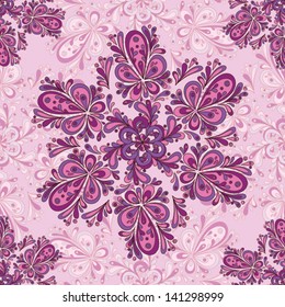 Ornamental round lace pattern seamless, vector