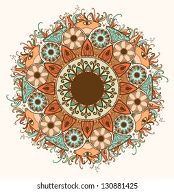 Ornamental round lace pattern.Delicate circle.