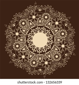 Ornamental round lace pattern.Delicate circle