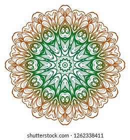 Ornamental round lace. Sacred oriental mandala. color floral ornament. Modern Decorative vector illustraation.