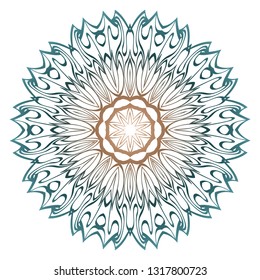 Ornamental Round Lace. Sacred Oriental Mandala. Color Floral Ornament. Modern Decorative Vector Illustration. Pastel color.