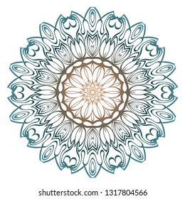 Ornamental Round Lace. Sacred Oriental Mandala. Color Floral Ornament. Modern Decorative Vector Illustration. Pastel color.