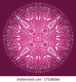 Ornamental round lace. Vector freehand illustration