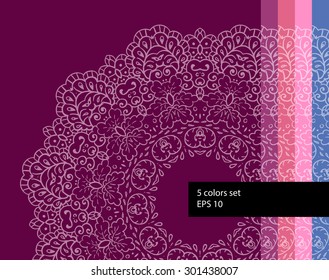 Ornamental round lace. vector set