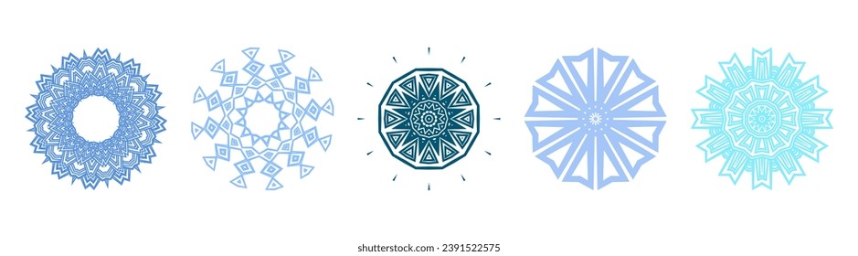 ornamental round lace vector snowflakes set