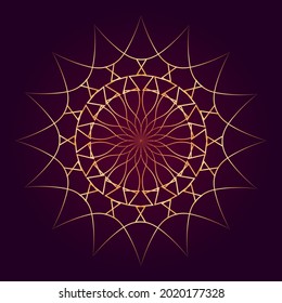 Ornamental round mandala luxury golden design. Elegant abstract gold pattern with oriental elements on dark background. Vector illustration