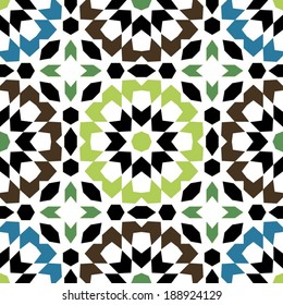 Ornamental Round Morocco Seamless Pattern. Orient Traditional Ornament. Oriental Motif. Flat. Moroccan Tile.