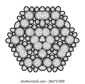 Ornamental round motif element, vector illustration. Anti stress coloring book page for adults.