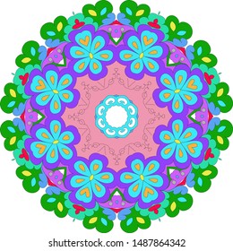 Ornamental round organic pattern, circle colorful mandala with many details on white background, can be used for wallpaper, pattern fills, background,round ornamental natural doily pattern, mandala