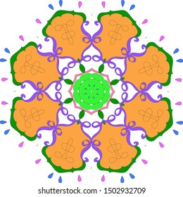 Ornamental round organic pattern, circle colorful mandala with many details on white background, can be used for wallpaper, pattern fills, background,round ornamental natural doily pattern, mandala