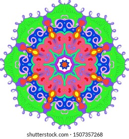 Ornamental round organic pattern, circle colorful mandala with many details on white background, can be used for wallpaper, pattern fills, background,round ornamental natural doily pattern, mandala
