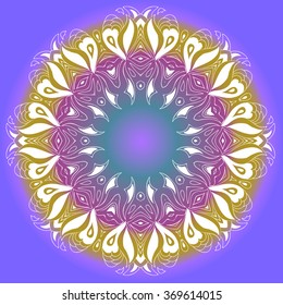 Ornamental round organic pattern, circle colorful  background with many details, can be used for wallpaper, pattern fills, background,surface textures, round ornamental natural doily pattern, mandala.