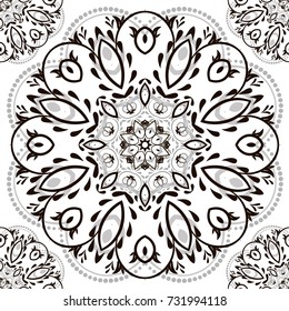 Ornamental round organic pattern, circle background with many details, o?rnament can be used for wallpaper, pattern fills, background,surface textures, round ornamental natural doily pattern, mandala.