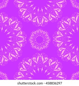 Ornamental round organic seamless pattern, circle background with many details, can be used for wallpaper, pattern fills, background,surface textures,  round ornamental natural doily pattern, mandala.