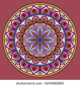 ornamento ornamental redondo, Vector de múltiples colores vintage mandala ornamental redondo, patrón oriental, Ilustración vectorial. Islam, árabe, indio, marroquí, España, turco, Pakistán, chino