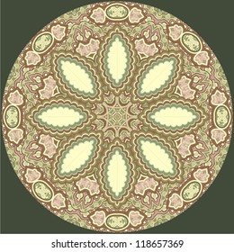 Ornamental round Paisley. Vector illustration.